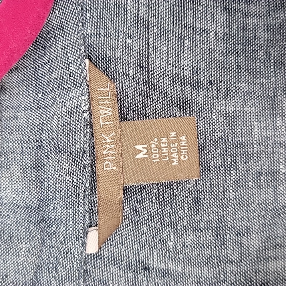 💯 Linen Chambray Sz M Pintucks on Front, Back & Sleeves No Flaws - Picture 3 of 10